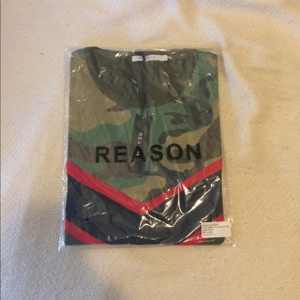 Reason camo block t shirt with patches